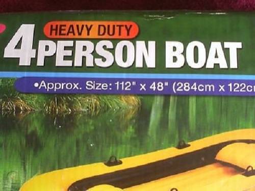 H2O HEAVY DUTY 2-PERSON BOAT INFLATABLE BOAT 112" X 48" 4 oars 2