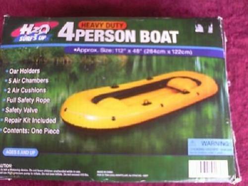 H2O HEAVY DUTY 2-PERSON BOAT INFLATABLE BOAT 112" X 48" 4 oars 3