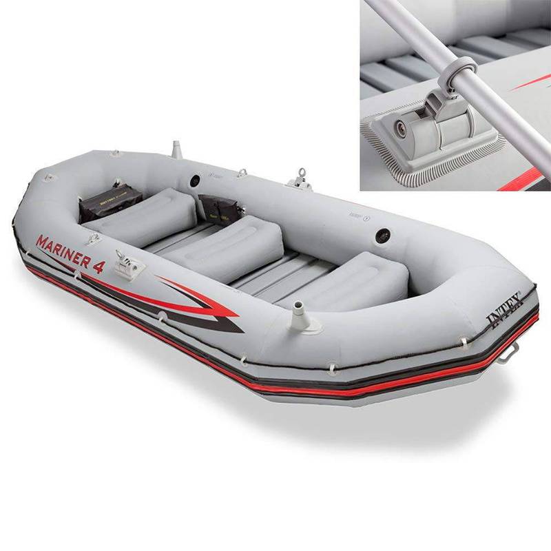 Inflatable Kayaking Dinghy Fishing Boat Set, 5 Person Boat with 2 Oars 0