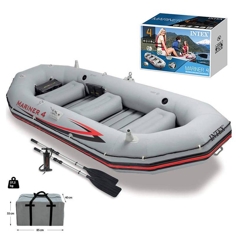 Inflatable Kayaking Dinghy Fishing Boat Set, 5 Person Boat with 2 Oars 2