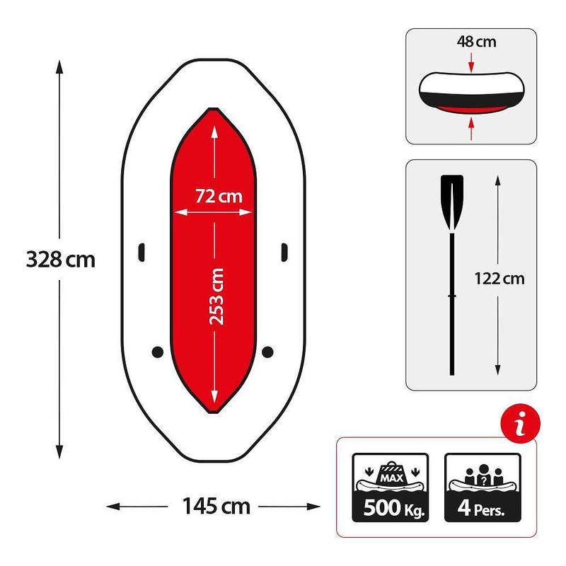 Inflatable Kayaking Dinghy Fishing Boat Set, 5 Person Boat with 2 Oars 3