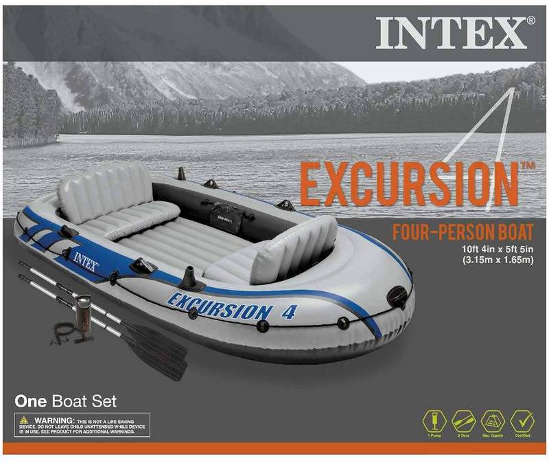 Intex Excursion 4 Inflatable River/Lake Boat 10’4 X 5’5 X1’5 Inches 1