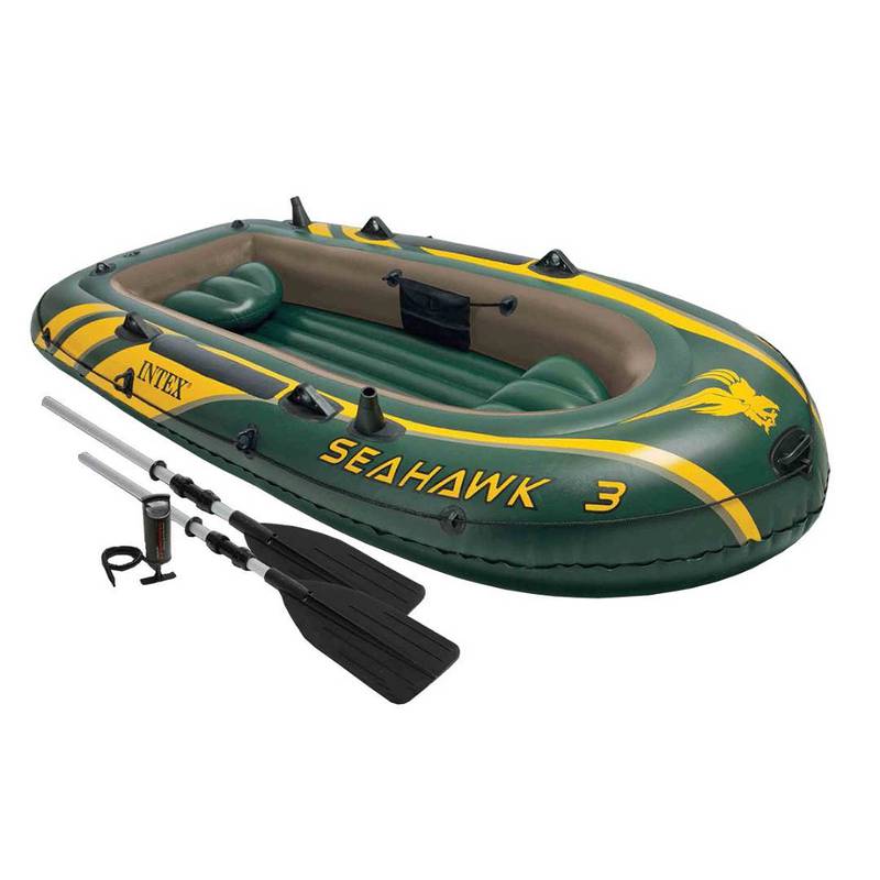 Intex Seahawk 3 Person Inflatable Boat Set with Aluminum Oars & Pump | 0