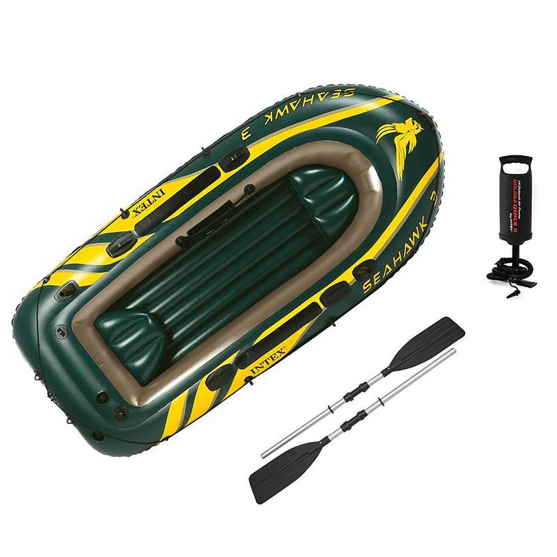 Intex Seahawk 3 Person Inflatable Boat Set with Aluminum Oars & Pump | 2