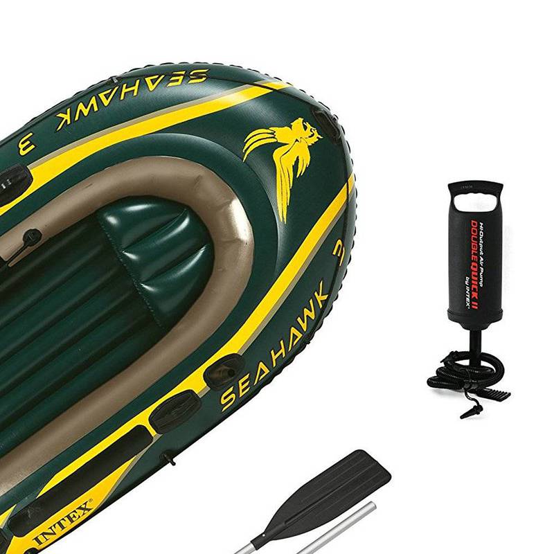 Intex Seahawk 3 Person Inflatable Boat Set with Aluminum Oars & Pump | 3