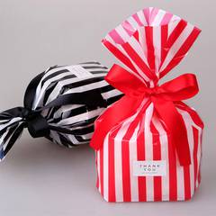 5 Pcs Cute Bow Tie Stripe Cookie Candy Gift Bags