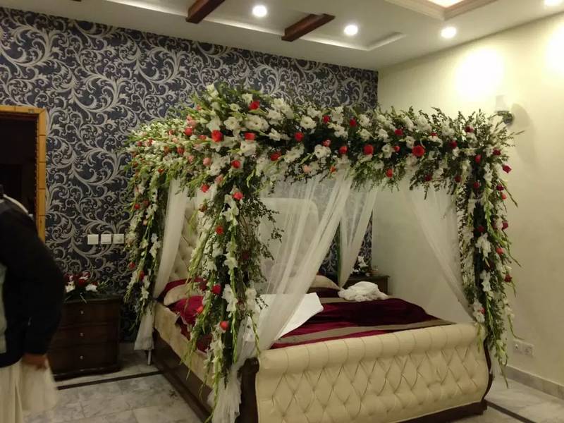 Fresh flowers Wedding bed wedding room decor available 0
