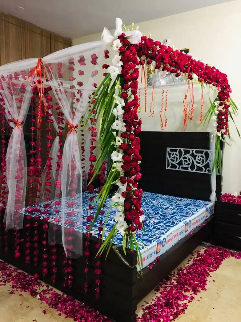 Fresh flowers Wedding bed wedding room decor available 5