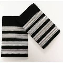 Epaulets white 4 bars, aviation uniform shoulder