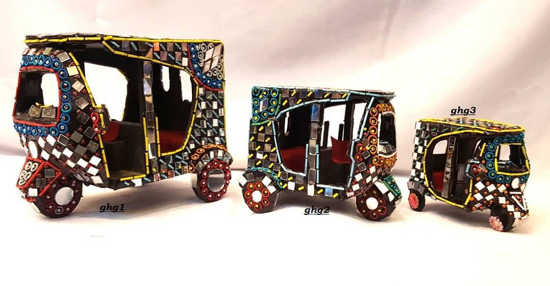 Handcrafted Mirror Work Rickshaw Model 0