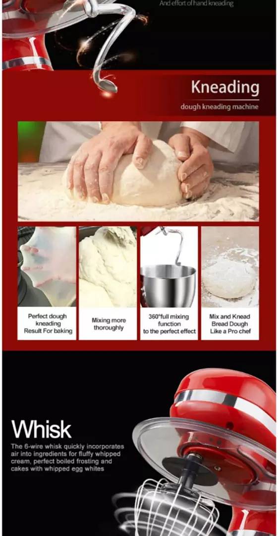 Kitchen Food Stand Mixer Crem Egg Whisk Blender Cake Dough Bread Maker 4