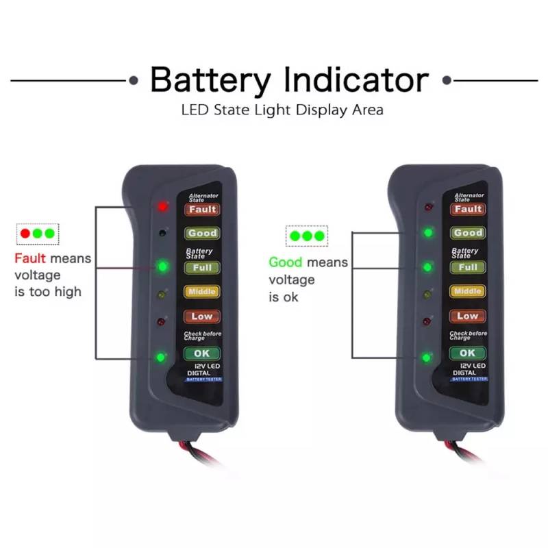12V Car Battery Tester 6 LED Indicators Digital Battery Alternator Tes 3