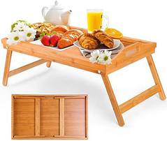 Wooden Folding Bed Tray - Brown