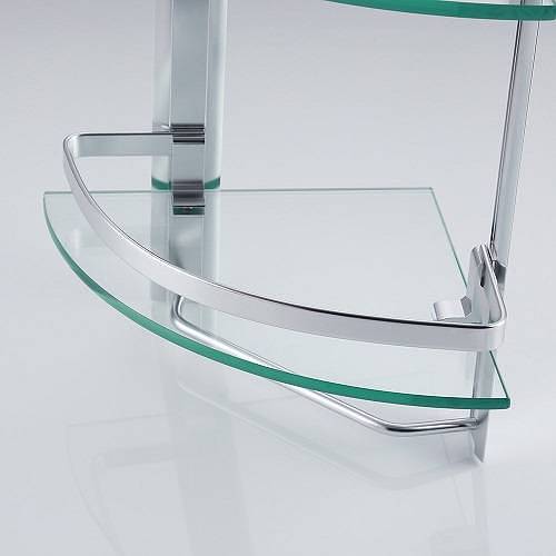 Glass Corner Shelf Shower Caddy 2 Tier Aluminum 5