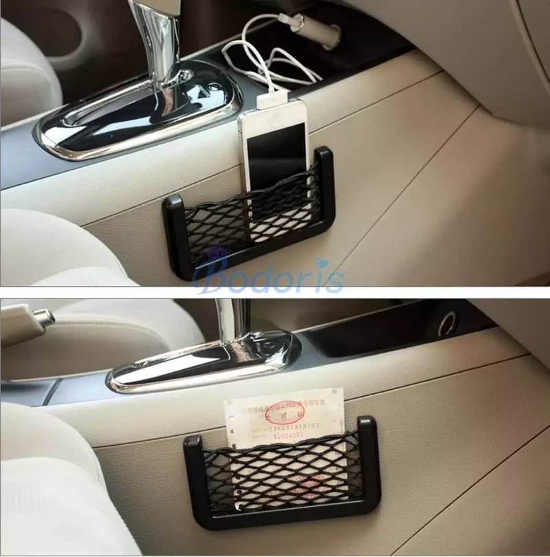 1pc Universal Car Storage Bag Brand Stick-up Mesh Net Storage 0