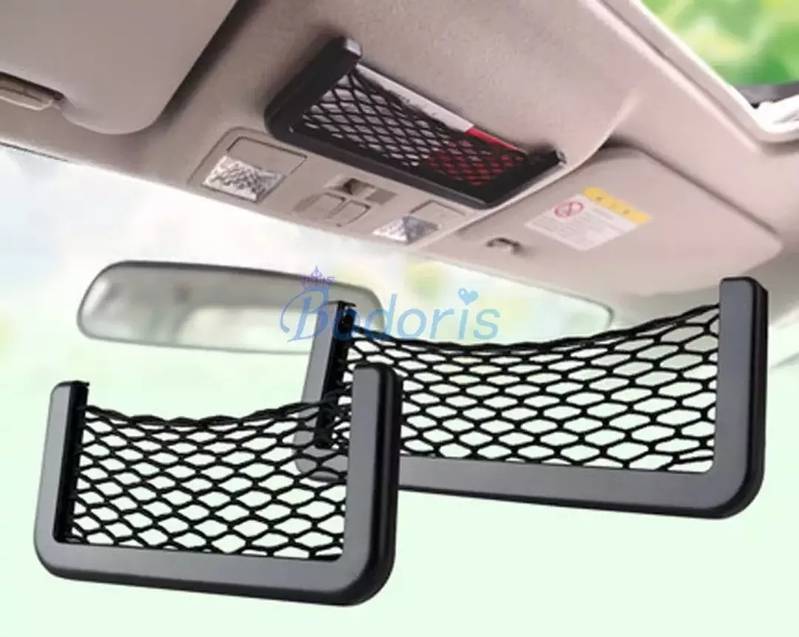 1pc Universal Car Storage Bag Brand Stick-up Mesh Net Storage 2