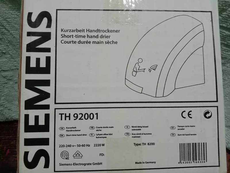 Siemens hand dryer TH92001 (plastic body) 6