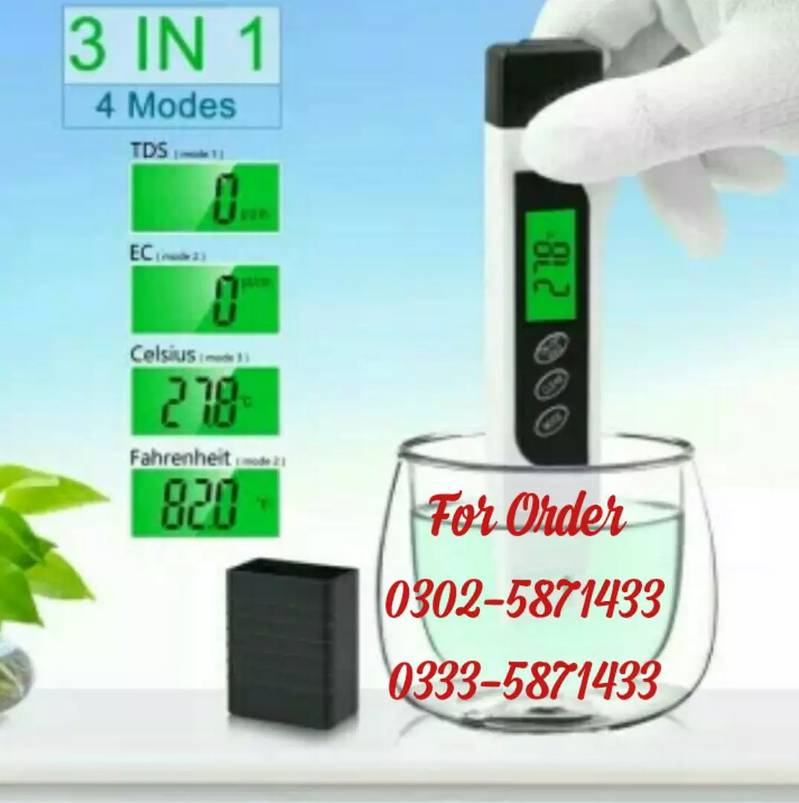 3 IN 1 TDS & EC METER TDS METER FOR WATER PURITY WITH LEATHER BAG 0