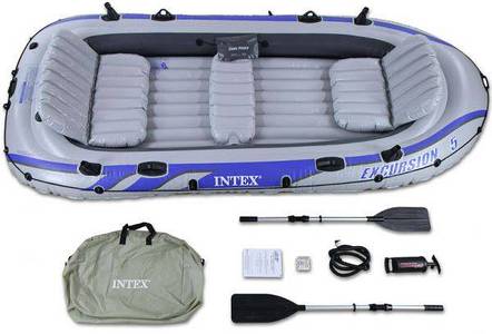 Intex Excursion 5, 5-Person Inflatable Boat Set with Aluminum Oars and