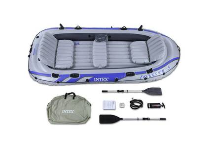 Intex Excursion 5, 5-Person Inflatable Boat Set with Aluminum Oars and 1