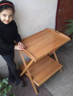 Wooden folding table double portion