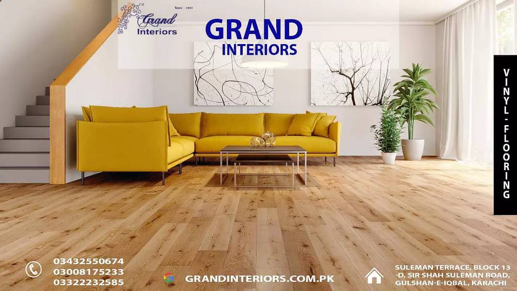 Vinyl flooring|Wallpapers|Artificial grass|woodenwood |Grand Interiors 0