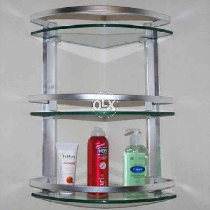 3 Layer Corner Glass Shelves for Bathroom in Pakistan 1