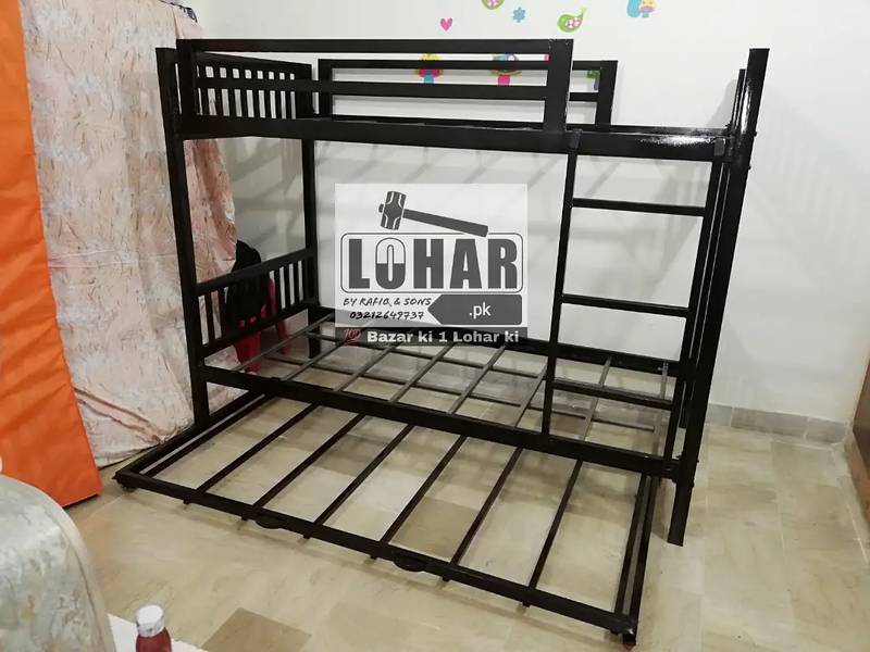 Iron Bunk bed with sliding bed (for 3 persons) COD all Pakistan 1