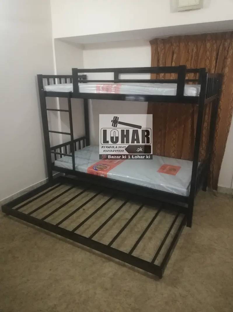 Iron Bunk bed with sliding bed (for 3 persons) COD all Pakistan 2
