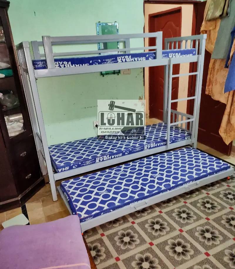 Iron Bunk bed with sliding bed (for 3 persons) COD all Pakistan 4