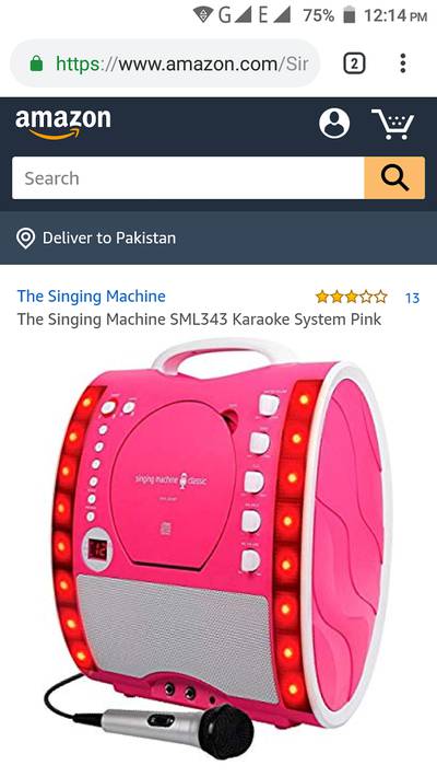 UK Imported Singing Machine SML343PK Karaoke  Pink dvd cd player mp3