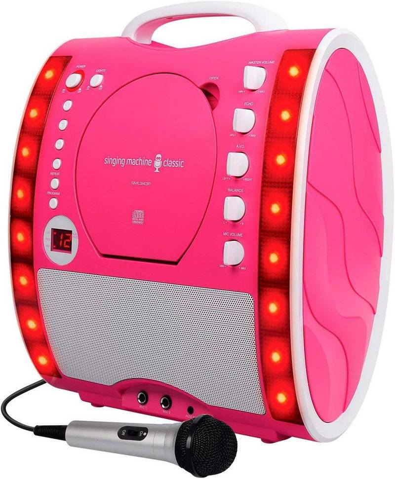 UK Imported Singing Machine SML343PK Karaoke  Pink dvd cd player mp3 7