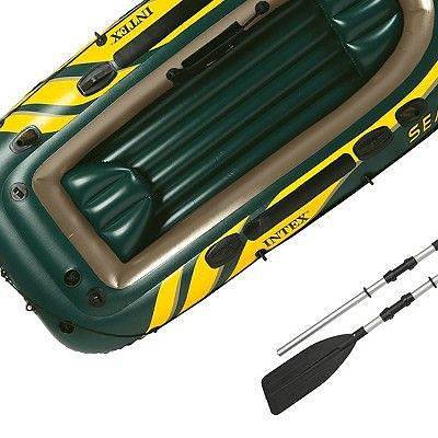 Seahawk 3 Person Inflatable Boat Set with Aluminum Oars & Pump 1