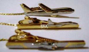 Tie Clip Two Tone Silver / Gold Airplane Shape 0