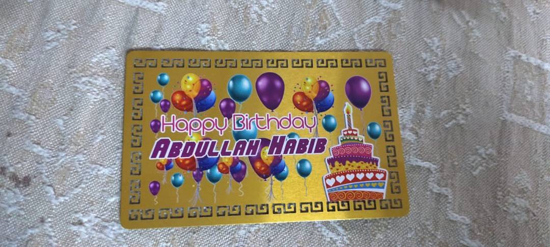 Birthday & Anniversary Photo Aluminium Gold & Si Card(Size3.4x2.2)inch 0