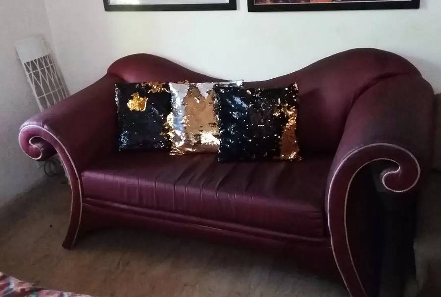 Designer Leatherette  Maroon Deewan Sofa Urgent Sale 5