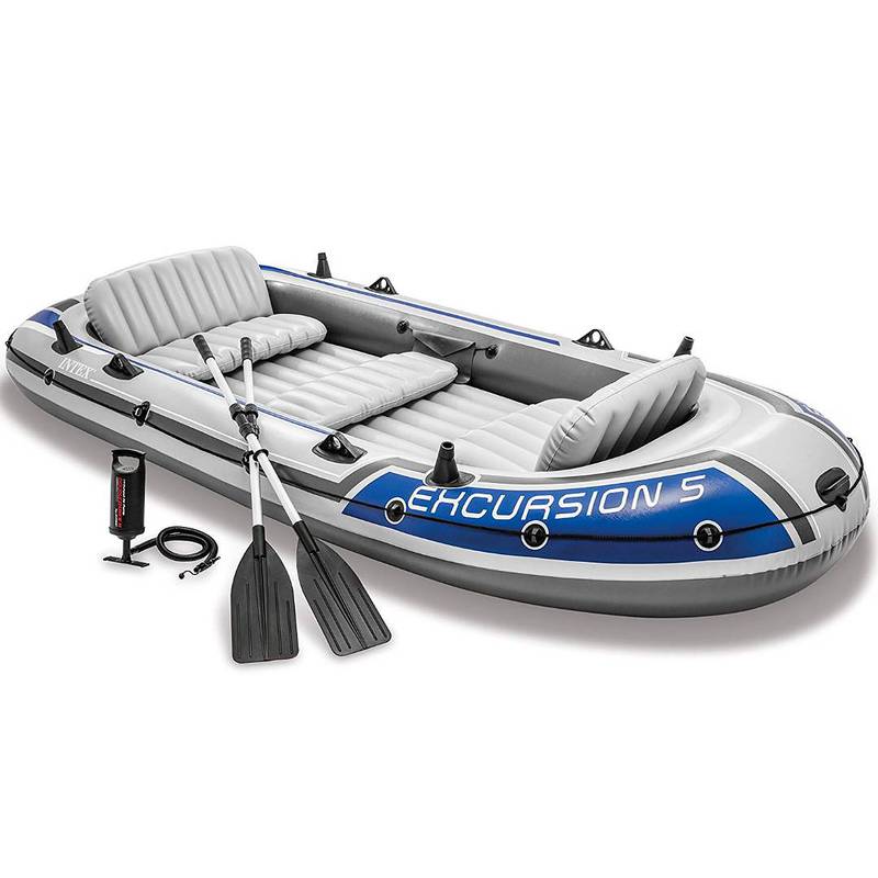 Intex Excursion 5, 5-Person Inflatable Boat Set with Aluminum Oars and 0