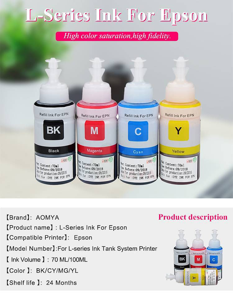 Aomya High Quality Refill ink for All Epson  Inkjet Printers 70ml BK/C 1
