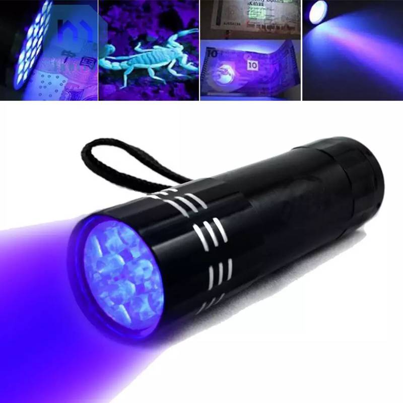 Mini Aluminum 9 LED UV Torch, Ultra Violet Flashlight 0