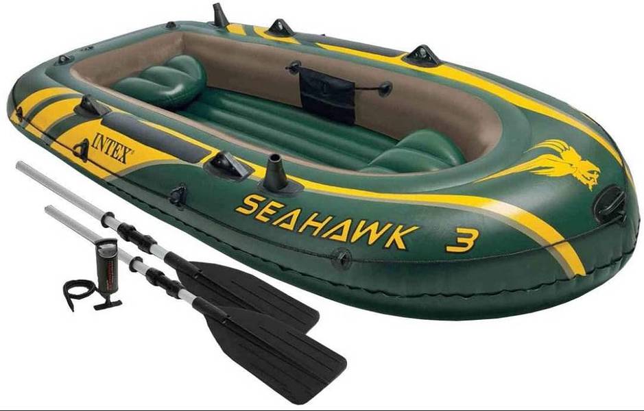 Intex Seahawk 3 Inflatable Boat Set Plus Oars Pump 0