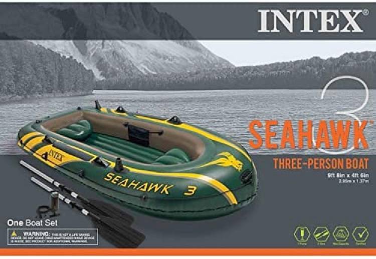 Intex Seahawk 3 Inflatable Boat Set Plus Oars Pump 2