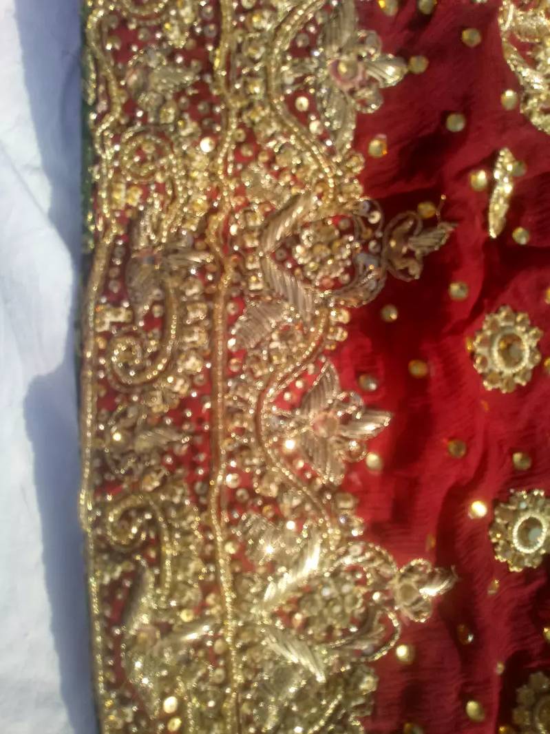 Lehnga with full ambroided shirt with purse 5