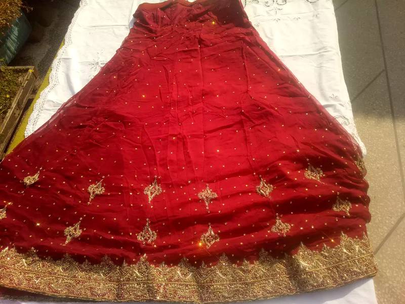 Lehnga with full ambroided shirt with purse 9