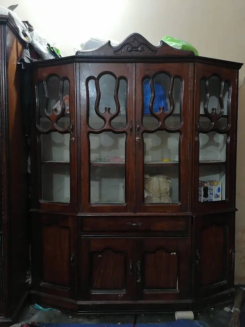 Solid wood showcase 4 doors plus storage cabinets very strong 1