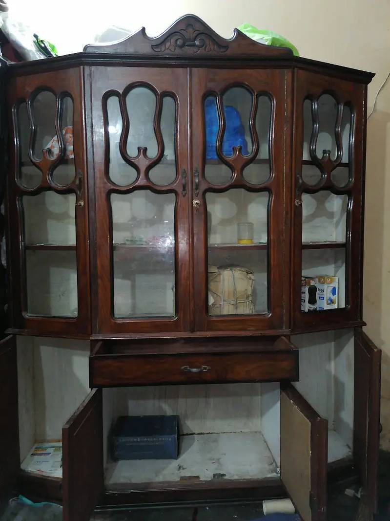 Solid wood showcase 4 doors plus storage cabinets very strong 3