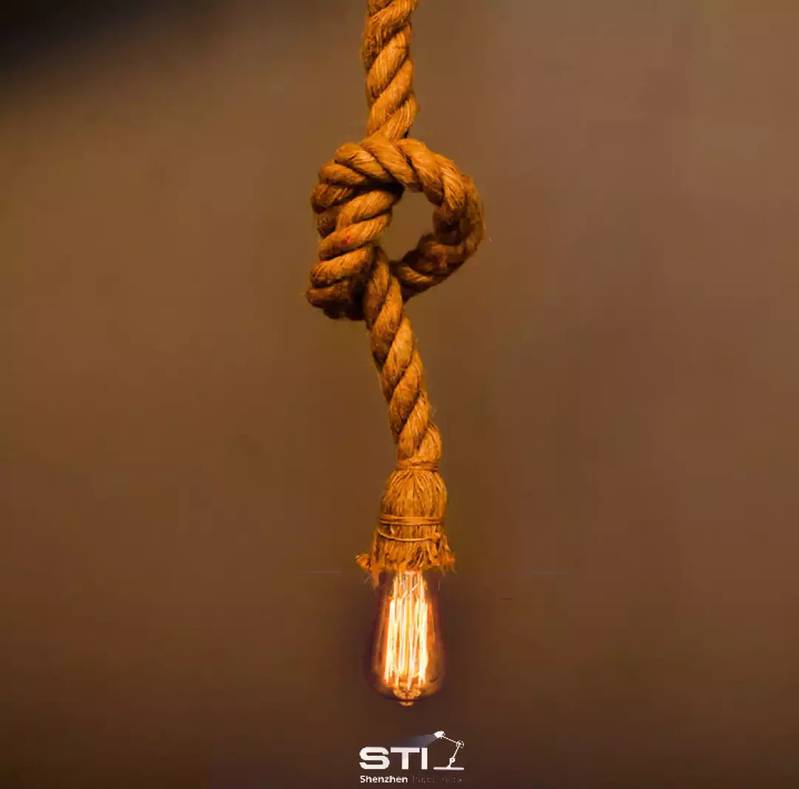 STI : Hanging Rope Light / Retro , Antique Style, Ceiling Light. 5