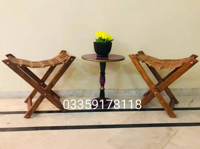 Folding stools with coffee table in shesham wood