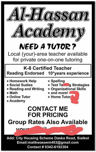 Need male and female teachers