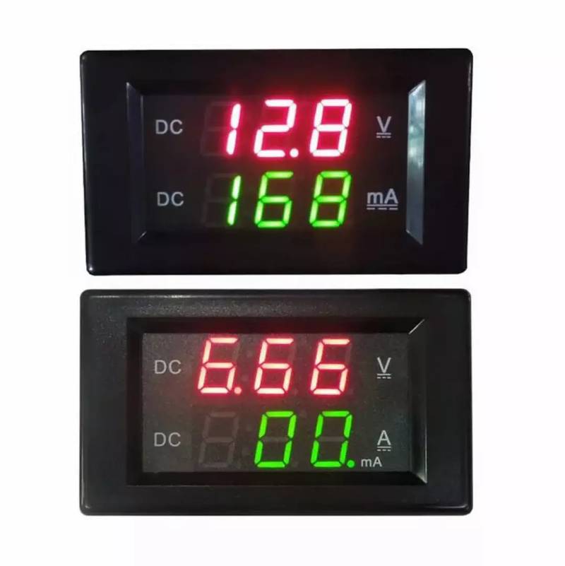 Solar Meter 0-600V 20A DC Voltmeter Ammeter Built-in Shunt Dual disp 1