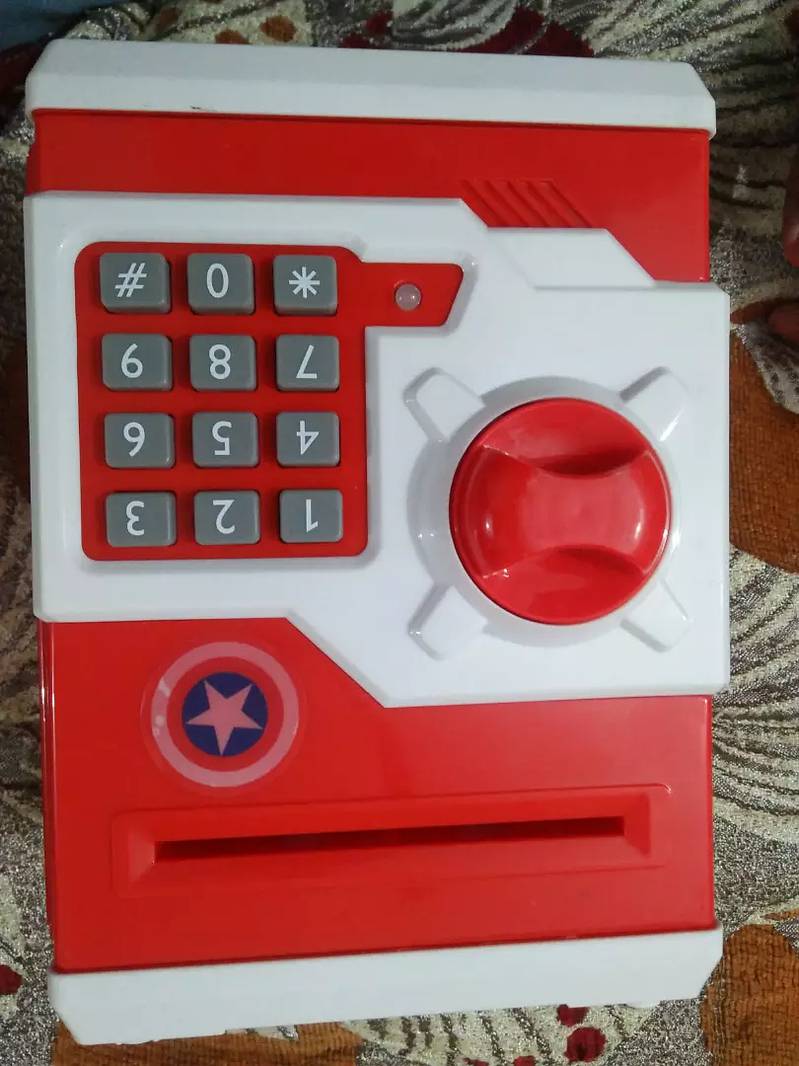 Kids ATM Money Box Security Lock Red Color 3